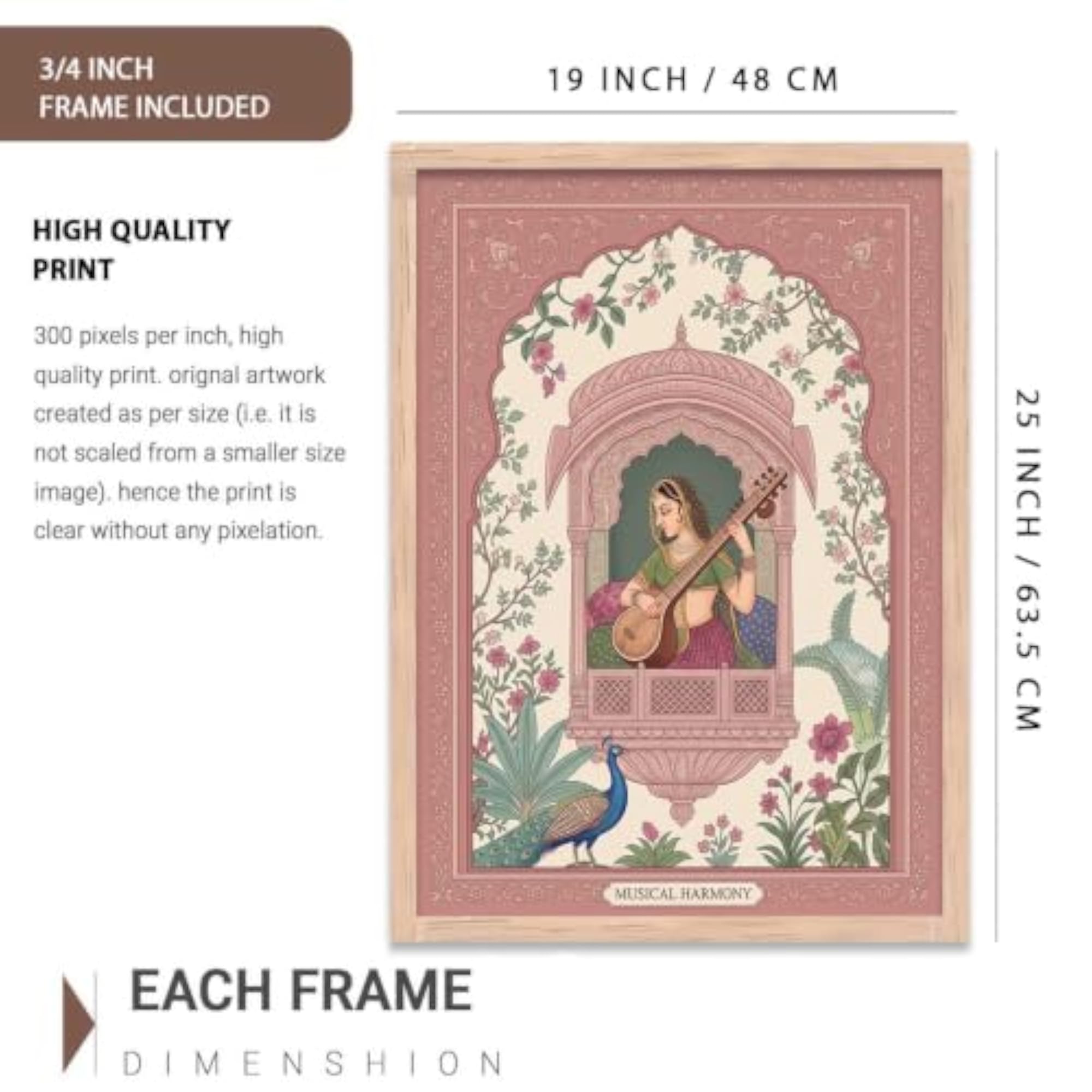 Rajasthani Art Framed Wall Paintings Set of 3, Pink Tones